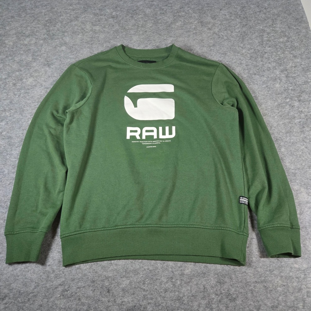 G-Star Raw Mens Green Graphic Logo Crewneck Sweatshirt L